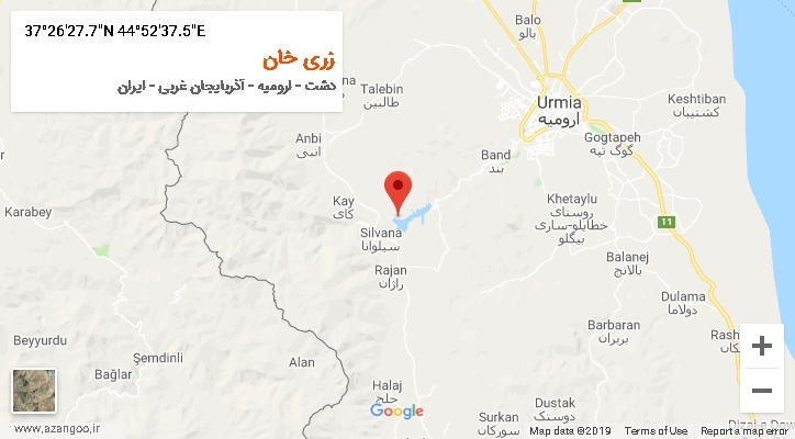 روستای زری خان بر روی نقشه