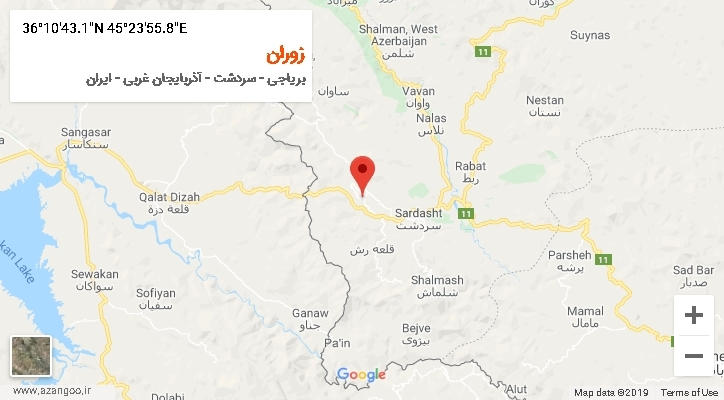روستای زوران بر روی نقشه