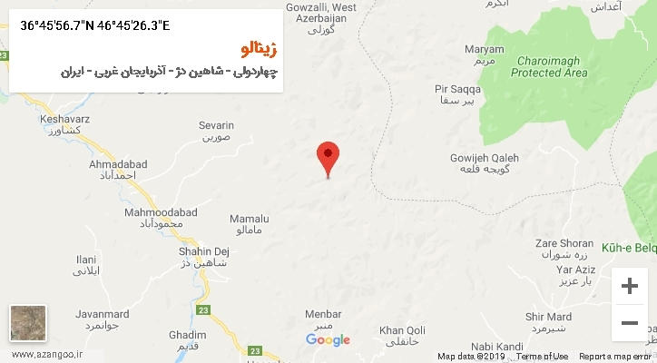 روستای زینالو بر روی نقشه