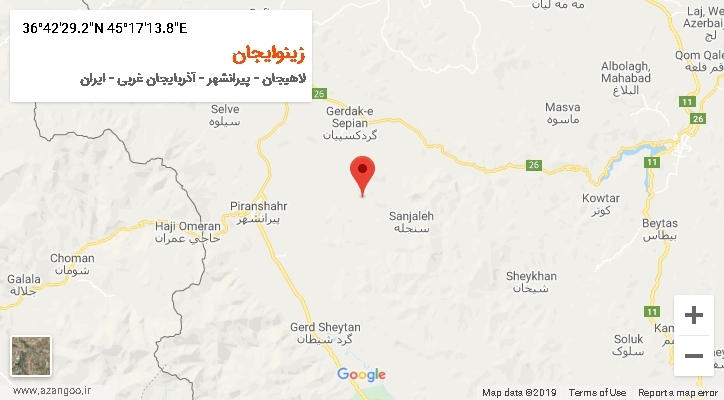 روستای زینوایجان بر روی نقشه