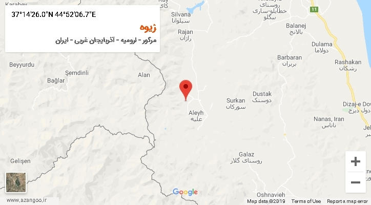 روستای زیوه بر روی نقشه