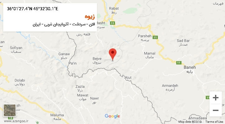 روستای زیوه بر روی نقشه