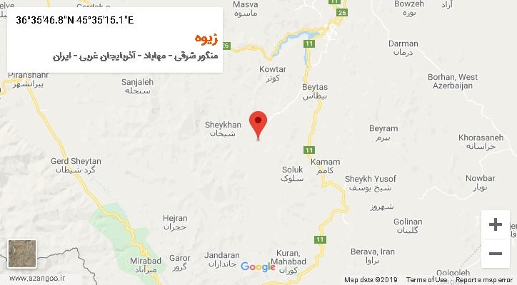 روستای زیوه بر روی نقشه
