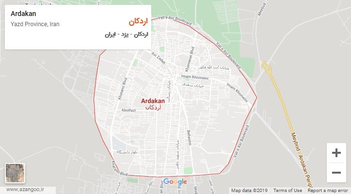 شهر اردکان بر روی نقشه