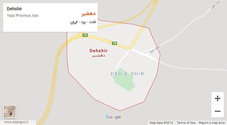 شهر دهشیر بر روی نقشه