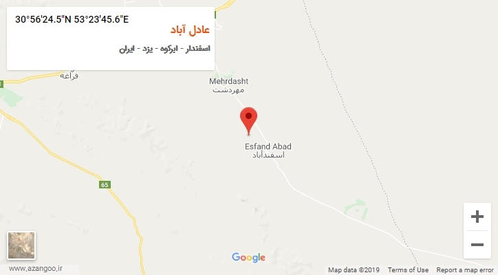 روستای عادل آباد بر روی نقشه
