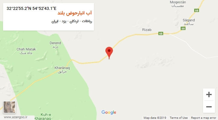 روستای آب انبارحوض بلند بر روی نقشه