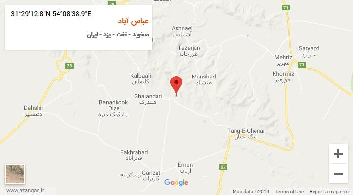 روستای عباس آباد بر روی نقشه
