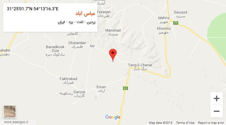 روستای عباس آباد بر روی نقشه