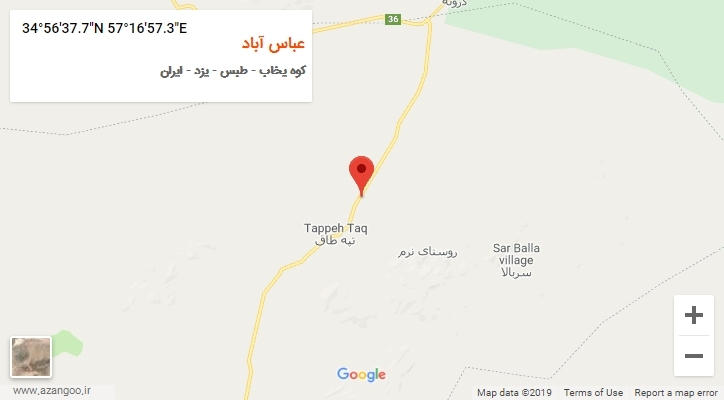 روستای عباس آباد بر روی نقشه