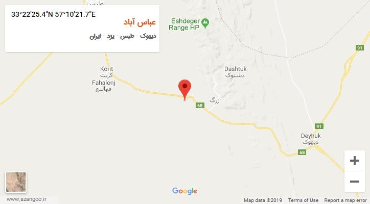 روستای عباس آباد بر روی نقشه