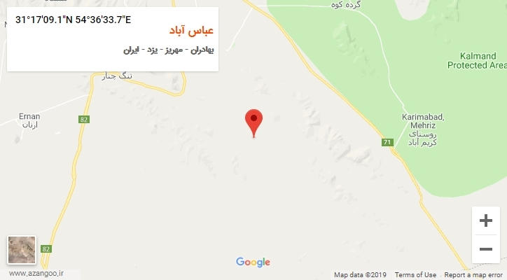 روستای عباس آباد بر روی نقشه