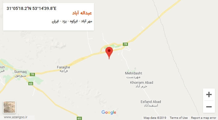 روستای عبداله آباد بر روی نقشه