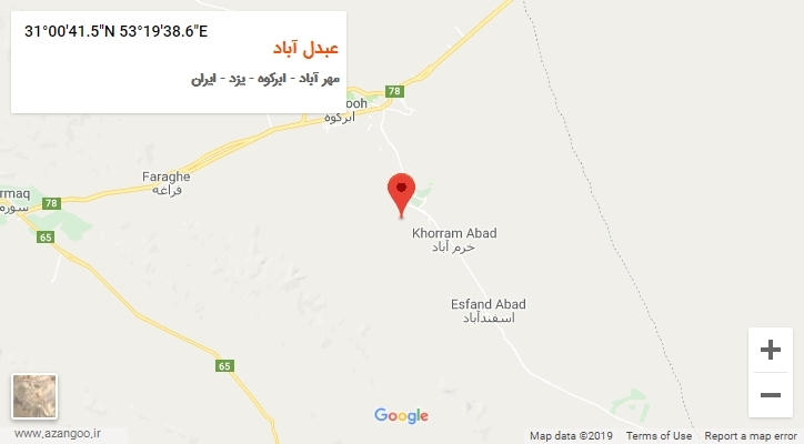 روستای عبدل آباد بر روی نقشه