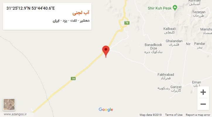 روستای آب لجنی بر روی نقشه