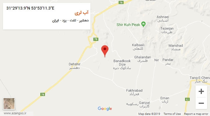 روستای آب لری بر روی نقشه
