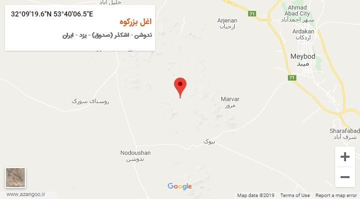 روستای اغل بزرکوه بر روی نقشه