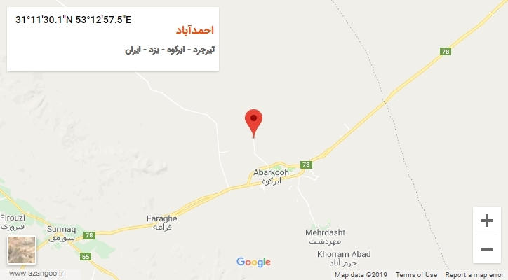 روستای احمدآباد بر روی نقشه