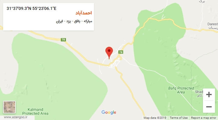 روستای احمدآباد بر روی نقشه