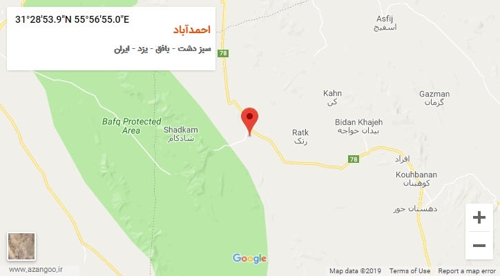 روستای احمدآباد بر روی نقشه