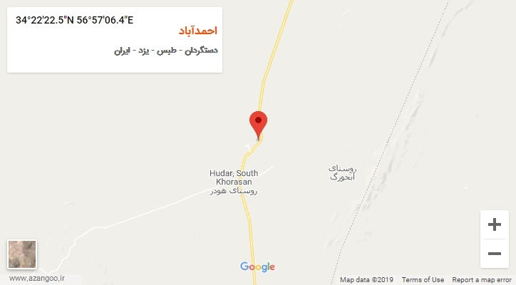 روستای احمدآباد بر روی نقشه