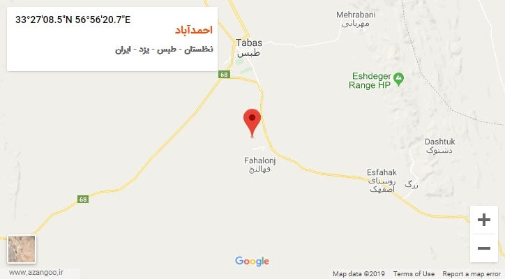 روستای احمدآباد بر روی نقشه