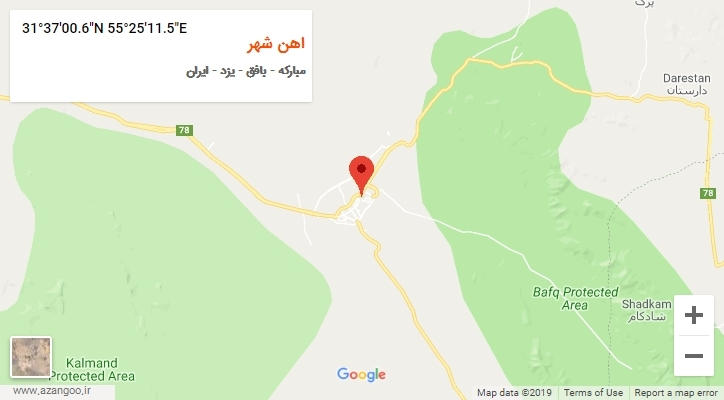 روستای اهن شهر بر روی نقشه