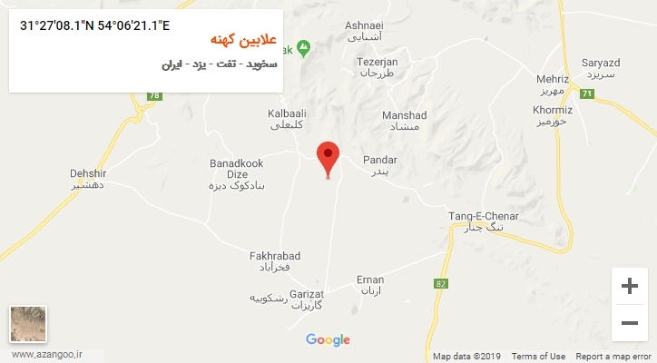 روستای علابین کهنه بر روی نقشه