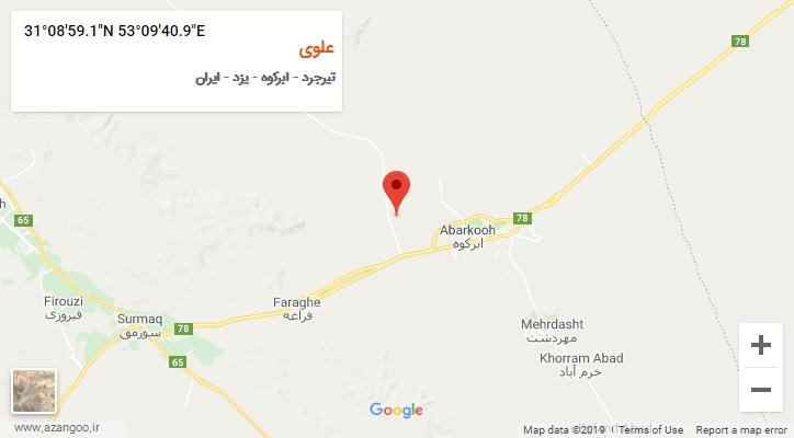 روستای علوی بر روی نقشه