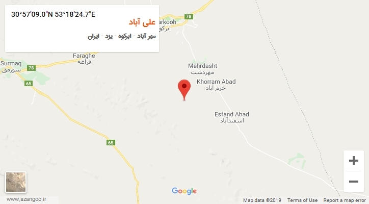 روستای علی آباد بر روی نقشه