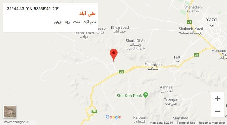 روستای علی آباد بر روی نقشه