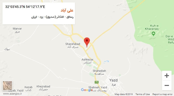 روستای علی آباد بر روی نقشه