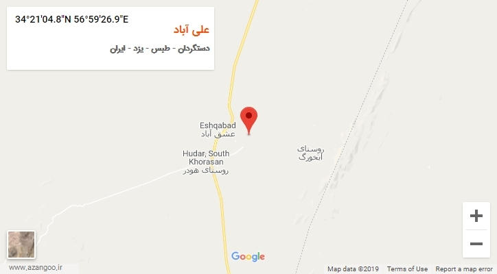 روستای علی آباد بر روی نقشه