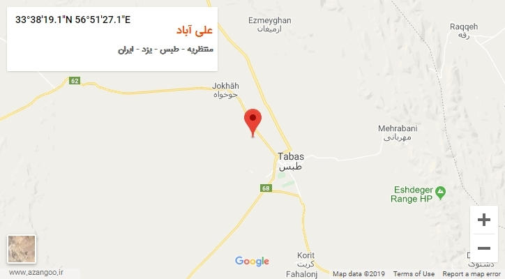 روستای علی آباد بر روی نقشه