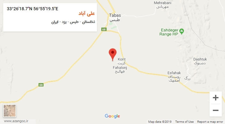روستای علی آباد بر روی نقشه