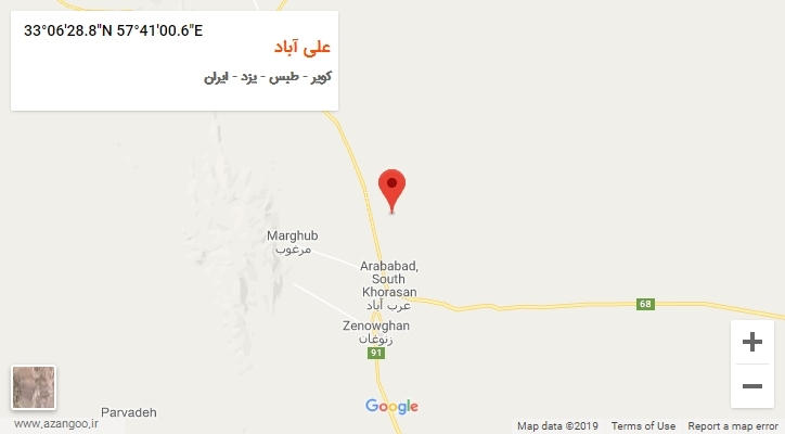 روستای علی آباد بر روی نقشه