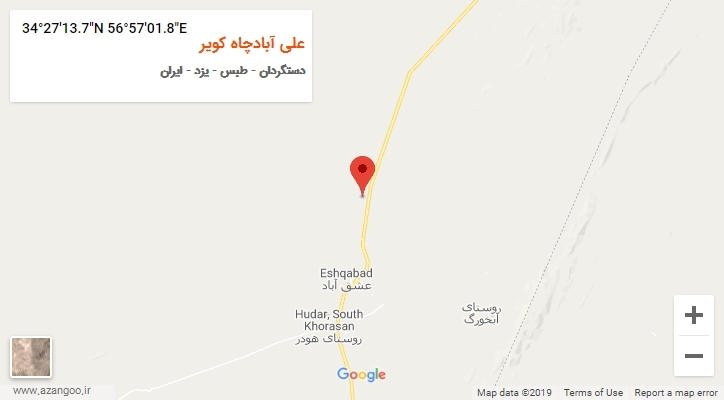 روستای علی آبادچاه کویر بر روی نقشه