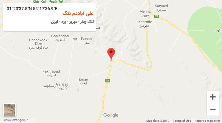 روستای علی آباددم تنگ بر روی نقشه