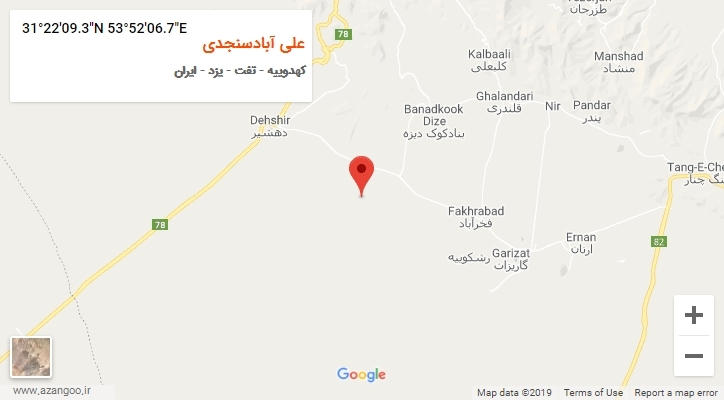روستای علی آبادسنجدی بر روی نقشه