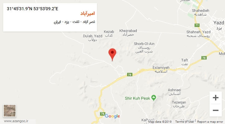 روستای امیرآباد بر روی نقشه