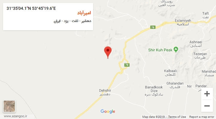 روستای امیرآباد بر روی نقشه