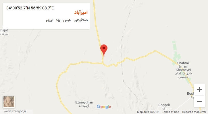 روستای امیرآباد بر روی نقشه