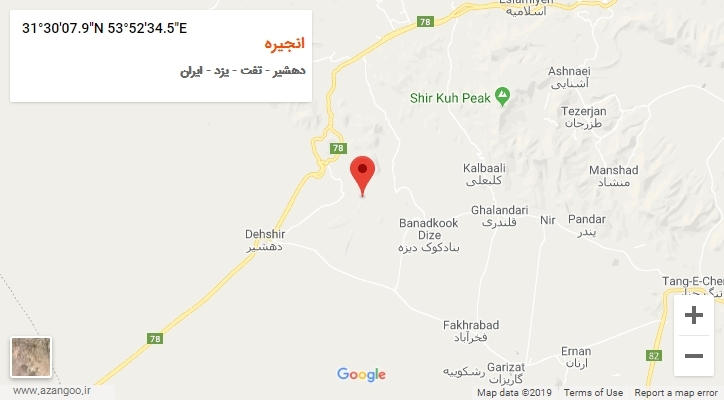 روستای انجیره بر روی نقشه