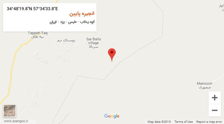 روستای انجیره پایین بر روی نقشه