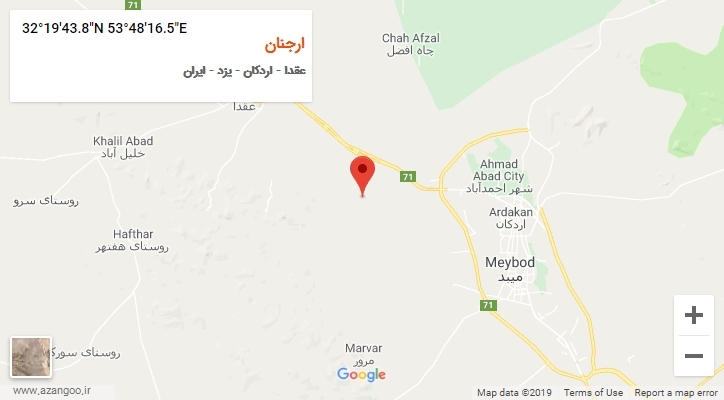 روستای ارجنان بر روی نقشه