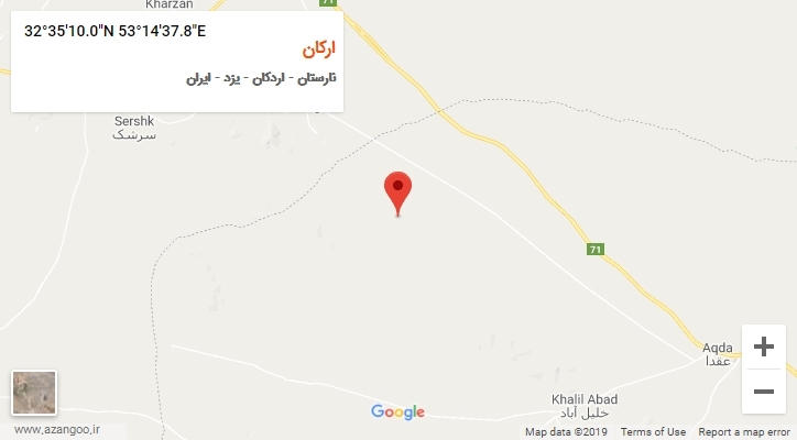 روستای ارکان بر روی نقشه