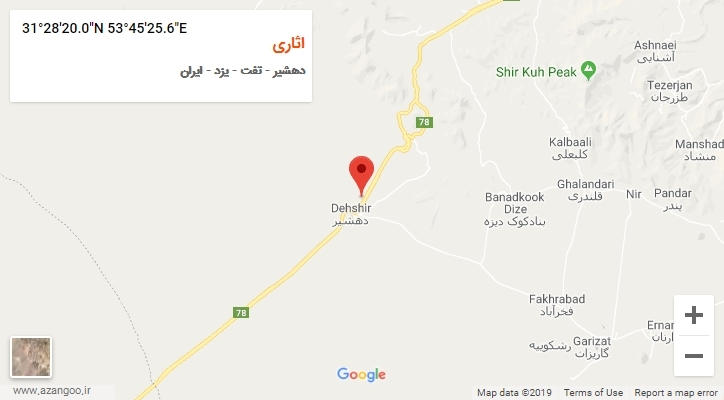 روستای اثاری بر روی نقشه