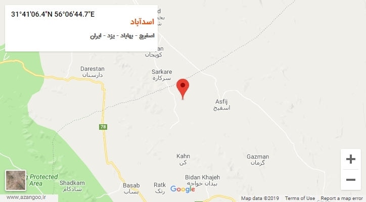 روستای اسدآباد بر روی نقشه