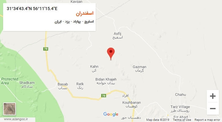 روستای اسفندران بر روی نقشه