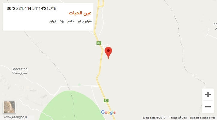 روستای عین الحیات بر روی نقشه